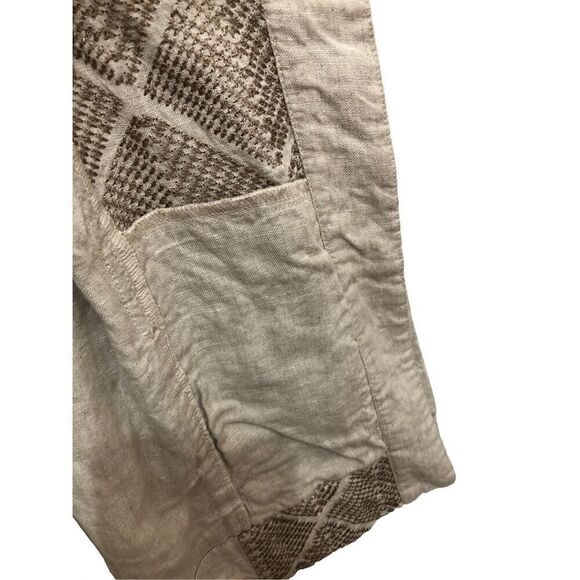 Chico's Women's  Cream Open Front with Stud Detail Linen Jacket Size 2 (L) - Picture 5 of 14